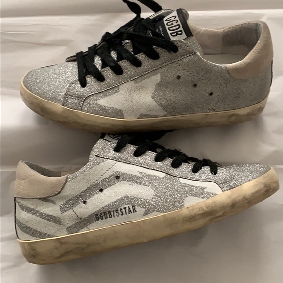 Golden Goose Shoes - Golden goose superstar silver glitter